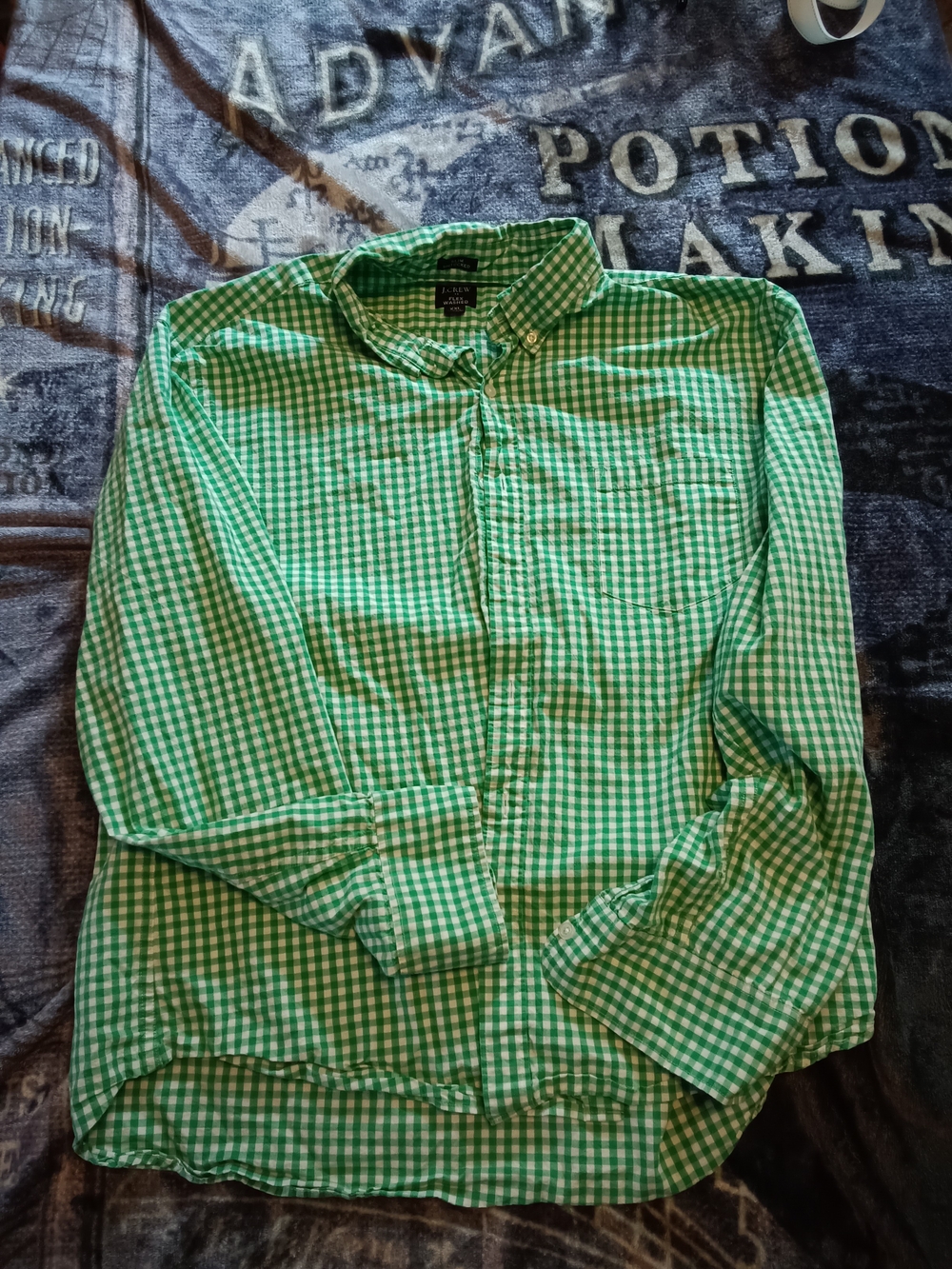Slim Fit Green Gingham Button-Down Shirt - J•Crew